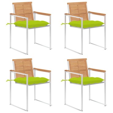 vidaXL Καρέκλες Κήπου 4 τεμ. από Μασίφ Ξύλο Teak με Μαξιλάρια 60x56x85cm