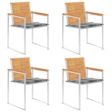 vidaXL Καρέκλες Κήπου 4 τεμ. από Μασίφ Ξύλο Teak με Μαξιλάρια 60x56x85cm
