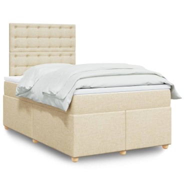 vidaXL Κρεβάτι Boxspring με Στρώμα Κρεμ 120x190cm Υφασμάτινο 1 τεμ. - Μονό