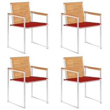 vidaXL Καρέκλες Κήπου 4 τεμ. από Μασίφ Ξύλο Teak με Μαξιλάρια 60x56x85cm
