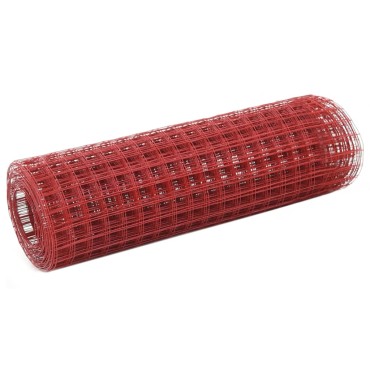 vidaXL Συρματόπλεγμα Κόκκινο 25x0,5 μ. Ατσάλι με Επικάλυψη PVC 25x0,5 μ. (ΜxΥ)</li><li>Διαστάσεις ματιού: 25x25 χιλ. (ΜxΠ)</li><li>Διάμετρος ρολού: 24cm