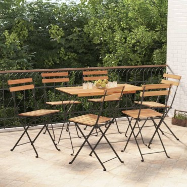 vidaXL Καρέκλες Bistro Πτυσσόμενες 6 τεμ. Μασίφ Ξύλο Teak και Ατσάλι 39x28cm