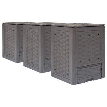 vidaXL Κομποστοποιητές 3 τεμ. Καφέ 60x60x83 εκ. 900 L Πλαστικό Ρατάν