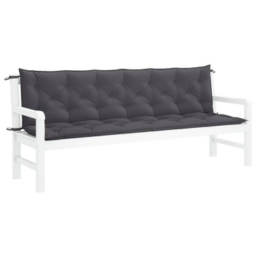 vidaXL Μαξιλάρι Πάγκου Κήπου Ανθρακί 200x(50+50)x7cm Ύφασμα Oxford