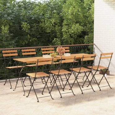 vidaXL Καρέκλες Bistro Πτυσσόμενες 8 τεμ. Μασίφ Ξύλο Teak και Ατσάλι 39x28cm