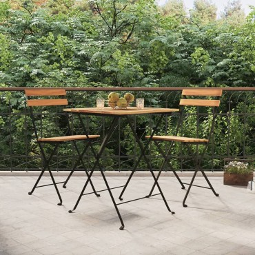 vidaXL Καρέκλες Bistro Πτυσσόμενες 2 τεμ. Μασίφ Ξύλο Teak και Ατσάλι 39x28cm