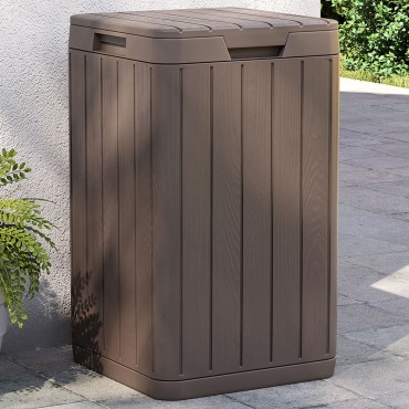 vidaXL Κάδος Απορριμμάτων Εξωτερ. Χώρου Καφέ 38x38x65 εκ. Πολυπρ/λένιο
