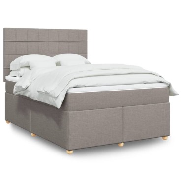 vidaXL Κρεβάτι Boxspring με Στρώμα Taupe 160x200cm Υφασμάτινο 1 τεμ. - Διπλό
