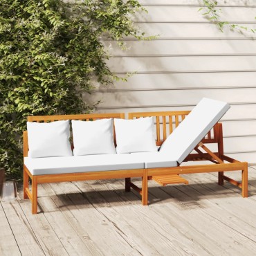 vidaXL Καναπές Κρεβάτι 200x60x75cm Μασίφ Ακακία με Κρεμ Μαξιλάρι