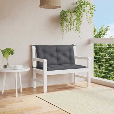 vidaXL Μαξιλάρι Πάγκου Κήπου Ανθρακί 100x(50+50)x7cm Ύφασμα Oxford