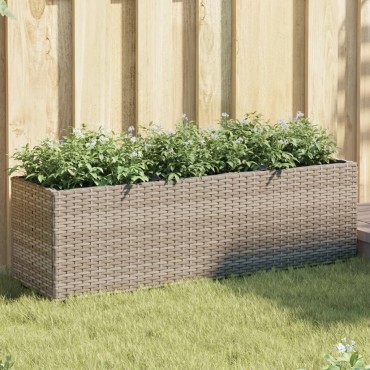 vidaXL Ζαρντινιέρα Κήπου Γκρι 105x30x32 εκ. Συνθ. Ρατάν με 3 Γλάστρες