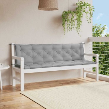 vidaXL Μαξιλάρι Πάγκου Κήπου Γκρι 200x(50+50)x7cm Ύφασμα Oxford