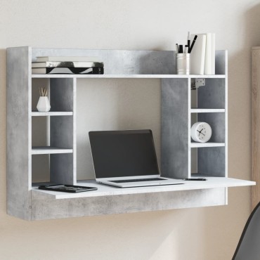 vidaXL Γραφείο Τοίχου Γκρι Σκυρ. 105x48x75cm από Επεξεργασμένο Ξύλο 1 τεμ.
