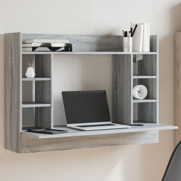 vidaXL Γραφείο Τοίχου Γκρι Sonoma 105x48x75cm από Επεξεργασμένο Ξύλο 1 τεμ.
