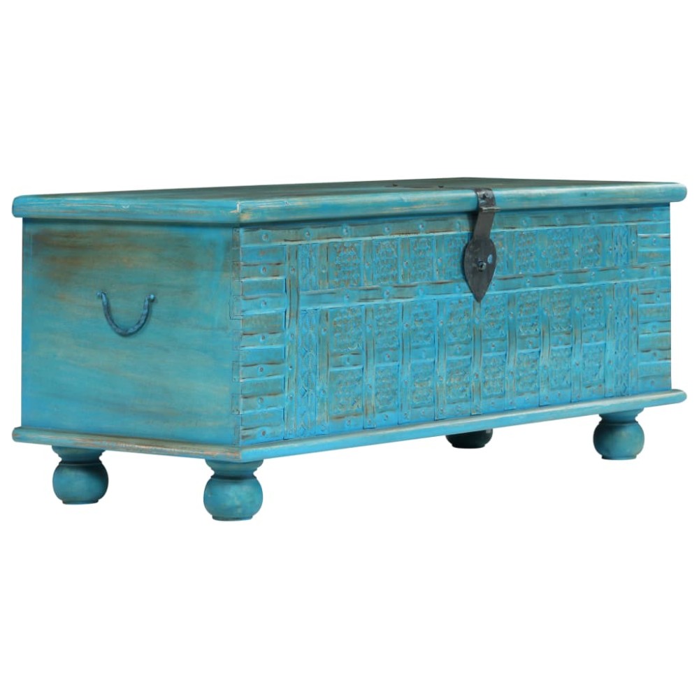 vidaXL Μπαούλο Αποθήκευσης Μπλε 100x40x41cm από Μασίφ Ξύλο Μάνγκο 1 τεμ.