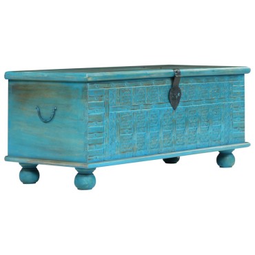 vidaXL Μπαούλο Αποθήκευσης Μπλε 100x40x41cm από Μασίφ Ξύλο Μάνγκο 1 τεμ.