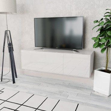 vidaXL Έπιπλο Τηλεόρασης Γυαλιστερό Λευκό 120x40x34cm Επεξ. Ξύλο