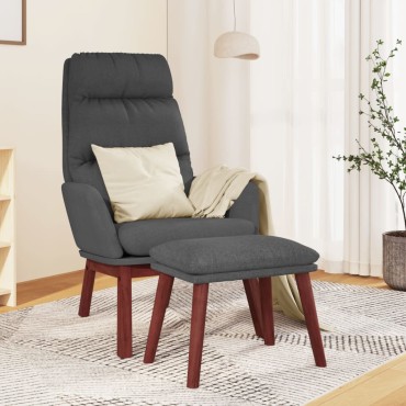 vidaXL Πολυθρόνα Relax Σκούρο Γκρι Υφασμάτινη με Σκαμπό 70x77x98cm 1 τεμ.