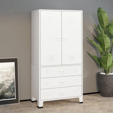 vidaXL Ντουλάπα Βιομηχανική Λευκή 90x50x180cm Μεταλλική 1 τεμ.