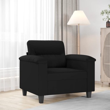 vidaXL Πολυθρόνα Μαύρη από Ύφασμα Μικροϊνών 90x77x80cm 1 τεμ. Γωνιακός