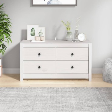 vidaXL Βοηθητικό Ντουλάπι Λευκό 100x40x54cm από Μασίφ Ξύλο Πεύκου 1 τεμ.