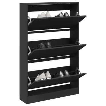 vidaXL Παπουτσοθήκη Μαύρη 80x21x125,5cm από Επεξεργασμένο Ξύλο