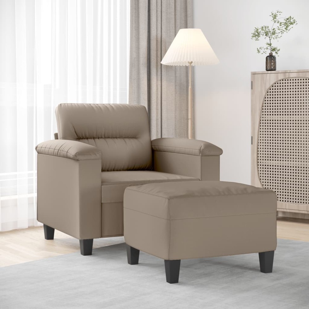 vidaXL Πολυθρόνα Taupe από Ύφασμα Μικροϊνών με Υποπόδιο 90x77x80cm 1 τεμ. Γωνιακός