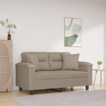 vidaXL Καναπές Διθέσιος Taupe Ύφασμα Μικροϊνών με Μαξιλάρια 210x77x80cm 1 τεμ.
