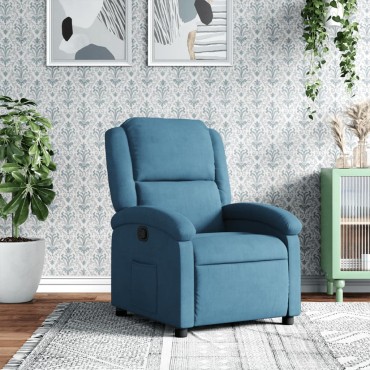 vidaXL Πολυθρόνα Ανακλινόμενη Μπλε Βελούδινη 71x86,5x99,5cm 1 τεμ.