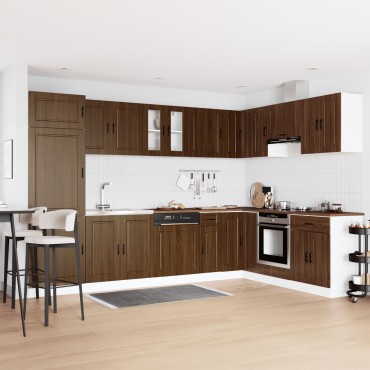 vidaXL Βάση Ντουλάπας ""Porto"" με Νιπτήρα Καφέ Δρυς 80x46x84,5cm Επεξεργασμένο Ξύλο