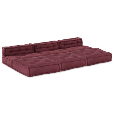 vidaXL Modular Pouffes 4 τεμάχια Μπορντό Ύφασμα