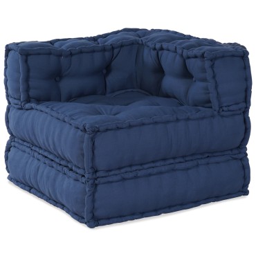 vidaXL Modular Pouffes 3 τμχ από ύφασμα Indigo 70x70x54cm
