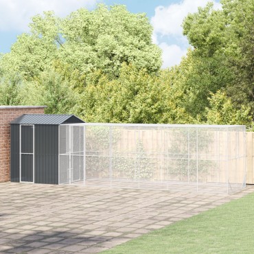 Aviary για Πουλιά vidaXL με Προέκταση Ανθρακί 210x817x247 εκ Ατσάλι
