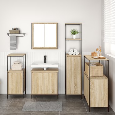 vidaXL Σετ Επίπλων Μπάνιου 5 τεμ. σε Sonoma Oak Επεξεργασμένο Ξύλο 60x34.5x60cm