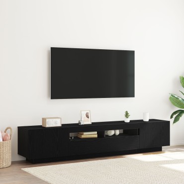 vidaXL Τηλεοπτική ντουλάπα με LED Φώτα Μαύρη Δρυς 200x35x40cm Επεξεργασμένο ξύλο