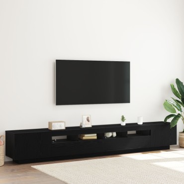 vidaXL Ντουλάπι TV με LED Φώτα Μαύρη Δρυς 260x35x40cm Επεξεργασμένο Ξύλο