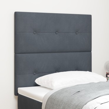 vidaXL Κεφαλάρι με κουμπιά Γκρι Βελούδο 90x128x7cm 1 τεμ.