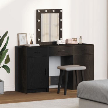 vidaXL Σετ Dressing Table 3 τεμ. με LED Μαύρο Επεξεργασμένο Ξύλο 50x41x135cm