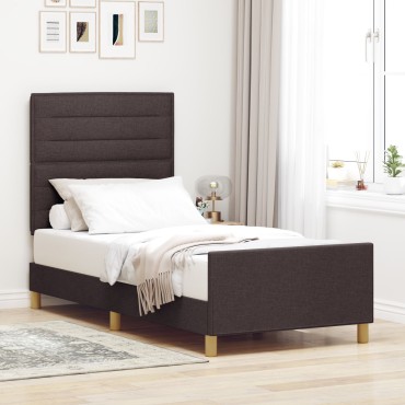 vidaXL Κρεβάτι Χαμηλού Προφίλ Σκούρο Καφέ 90x200 εκ. Ύφασμα