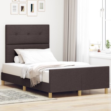 vidaXL Κρεβάτι Σκελετός Σκούρο Καφέ 120x200 εκ Υφάσματος
