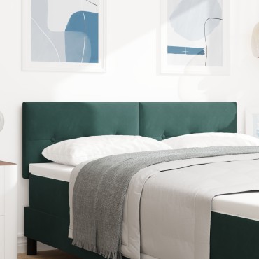 vidaXL LED Κεφαλόग्रीφη με κουμπιά, Σκούρο Πράσινο Βελούδο