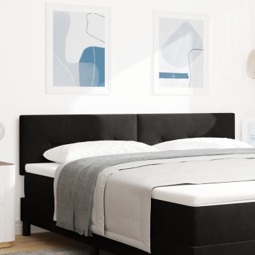 vidaXL LED Κεφαλάρι με Κουμπιά Μαύρο Βελούδο