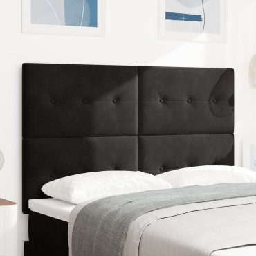 vidaXL LED Κεφαλάρι Μαύρο Βελούδο