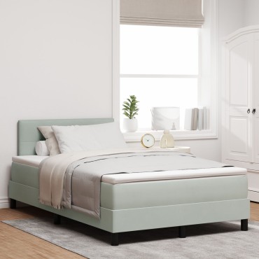 vidaXL Κρεβάτι με Στρώμα Light Grey 120x200 εκ. Βελούδο