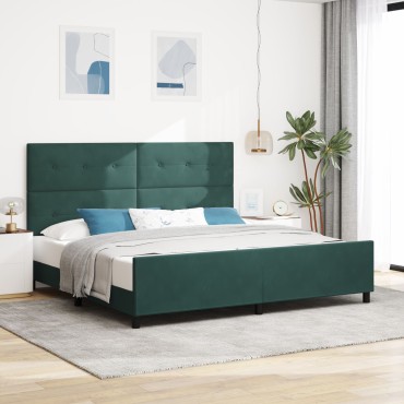 vidaXL Κρεβάτι Dark Green 200x200 εκ. Βελούδο