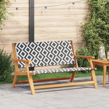 vidaXL Πάγκος Κήπου  Μαύρος και Λευκός 122x76x73.5cm Συμπαγές Ξύλο Ακακίας
