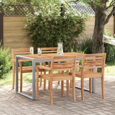 vidaXL Εξωτερική Τραπεζαρία Γκρι 140x80x75cm Ατσάλι & Σομια Ρητίνη