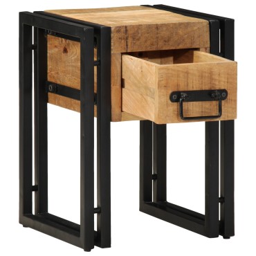 vidaXL Τραπέζι με Συρτάρι Μαύρο 30x30x40cm Μασίφ Ξύλο Μάνγκο 1 τεμ.