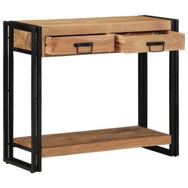 vidaXL Κονσόλα Μαύρη 90x33x75cm Μασίφ ξύλο ακακίας και Μέταλλο 1 τεμ.