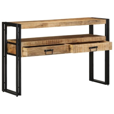 vidaXL Τραπέζια στο κομοδίνο Μαύρο 120x33x75cm Μασίφ ξύλο μάνγκο και μέταλλο 1 τεμ.